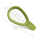 Stainless steel avocado cube maker and fruit cutter with avocado slicer, kiwi dicer, and peeler for kitchen prep and baby feeding.