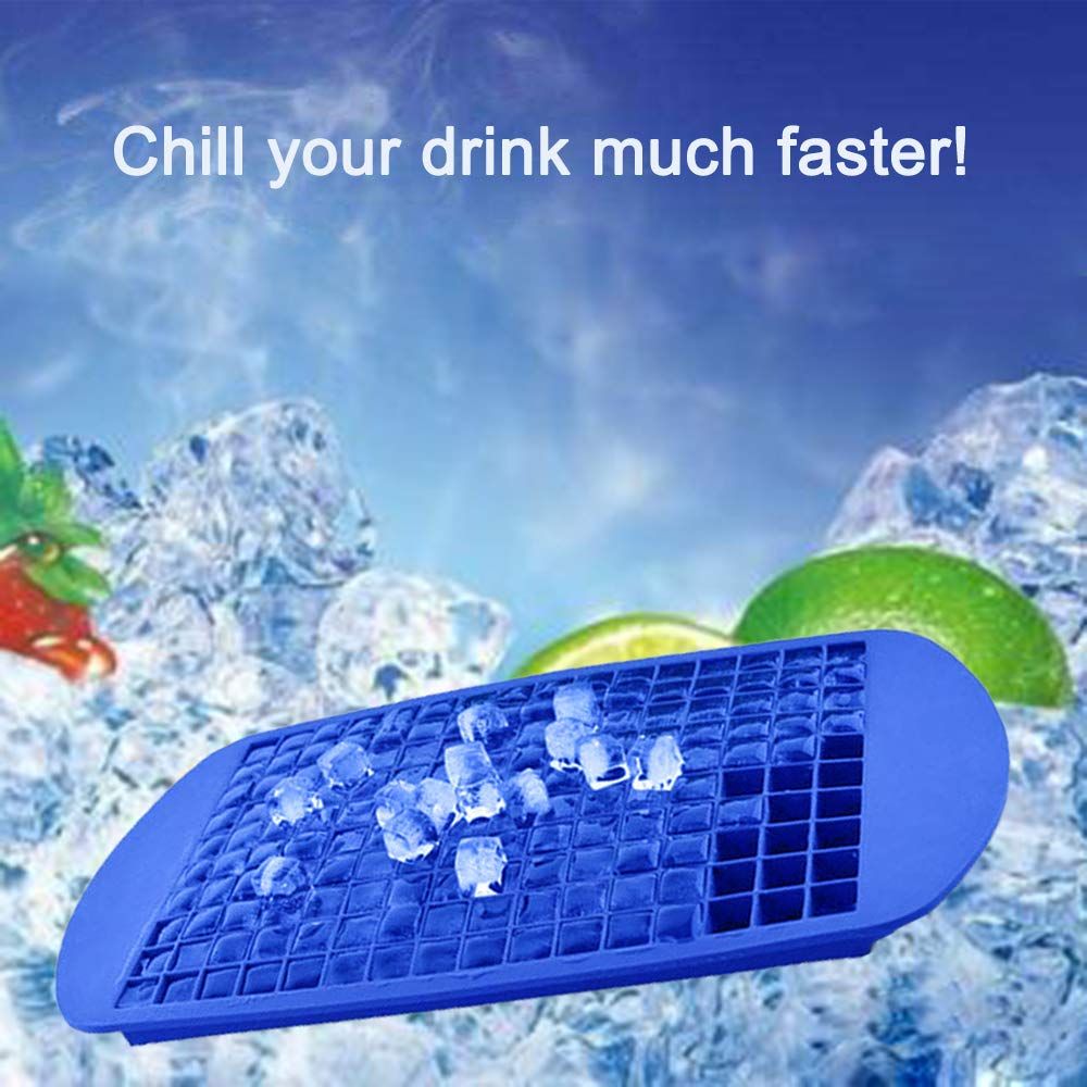 Silicone mini ice cube trays 2 pack with small molds for crushed ice, ideal for chilling drinks and cocktails.