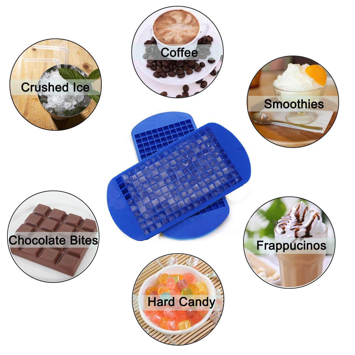 Silicone mini ice cube trays 2 pack from Everything Baby, small ice molds for chilling drinks and cocktails, easy release design