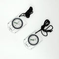 Two Boy Scout orienteering compasses for kids, featuring baseplate design, ideal for map reading and outdoor play activities.