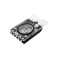 Lightweight orienteering compass by Everything Baby, designed for hiking and outdoor navigation, shown with a clear baseplate and compass needle.