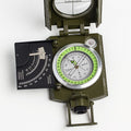 Impact-resistant waterproof military compass with sighting and inclinometer features for hiking and outdoor adventures.