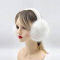Girls' winter faux fur ear muffs by Everything Baby, adjustable fuzzy ear warmers for outdoor cold weather and winter outfits.
