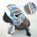 Baby boy wearing warm bulldog costume hood with flap ears and scarf, suitable for winter, Halloween, Christmas, and birthday parties.