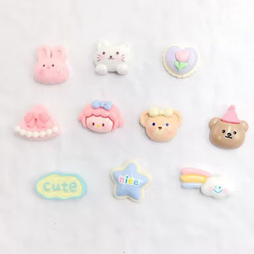 Set of 20 unisex baby and kid shoe charms featuring resin cartoon flowers and pearl chains for Crocs sandals and casual shoes.