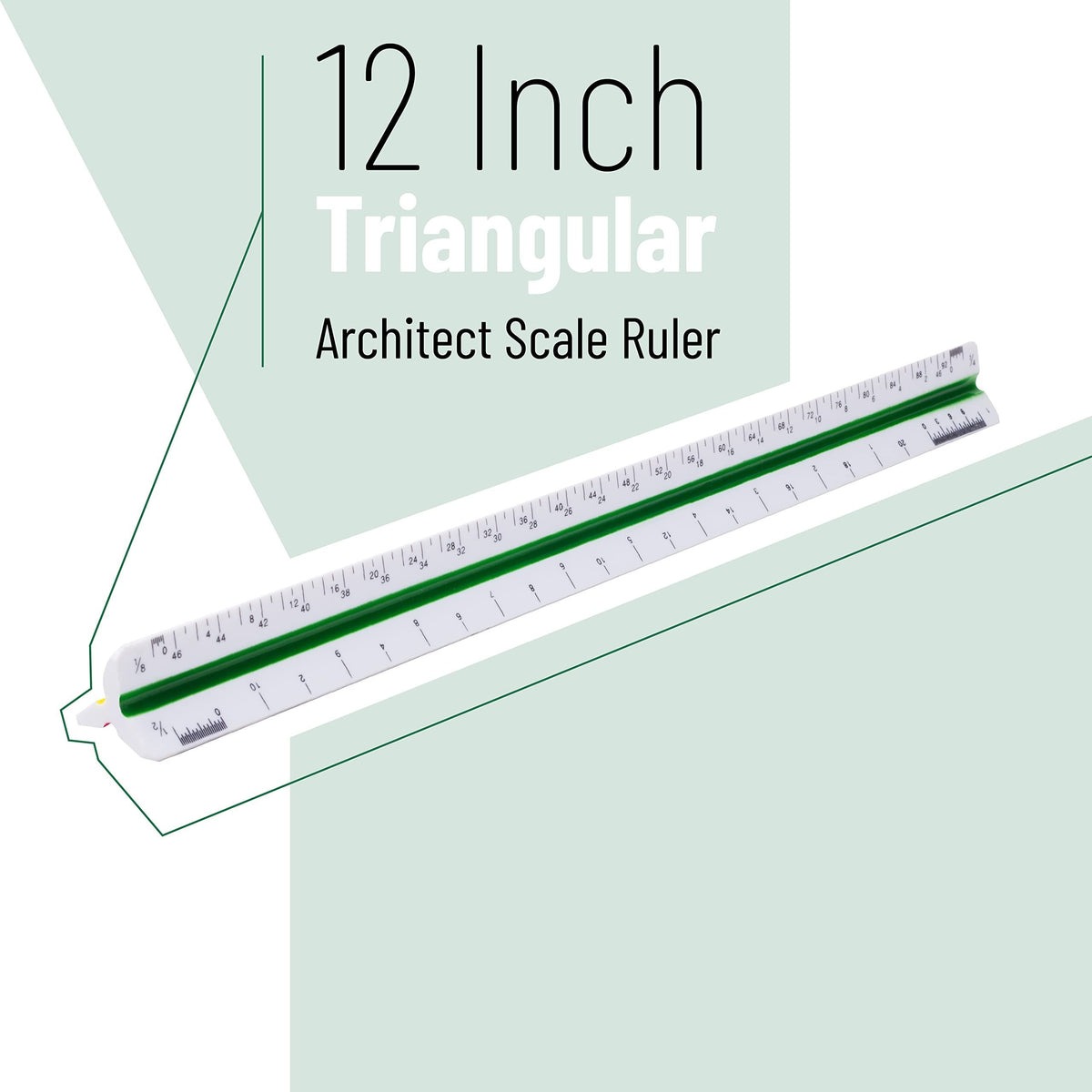 White 12-inch architectural scale ruler by Everything Baby, ideal for drawing and scaling architectural or craft designs.