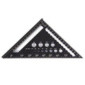 Aluminum carpenter rafter square and slide ruler set with 7-inch precision for woodworking projects, versatile and professional-grade.