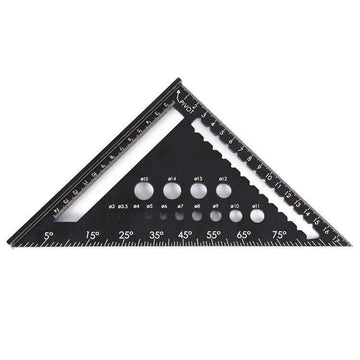 Aluminum carpenter rafter square and slide ruler set with 7-inch precision for woodworking projects, versatile and professional-grade.