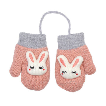 2 Pairs Toddler Mittens for Baby Boys Girls Winter Sher Lined Warm Knit Mittens Cartoon Kids Gloves