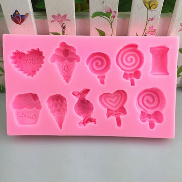 Ice Cream, Candy, Lollipop Shape Silicone Molds ForPudding,Pan Muffin,Impression Mats Baroque Chocolate,Ice Cube