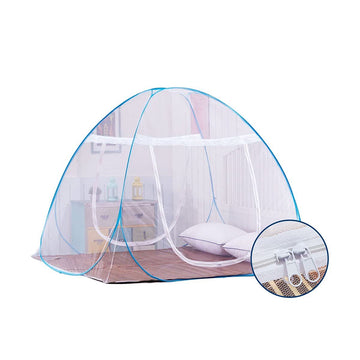 Pop-Up Mosquito Net Tent for Beds Portable Folding Design with Net Bottom for Baby Adults Trip  Light Blue
