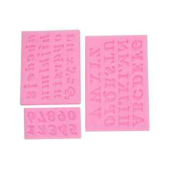 3 Piece Silicone Molds Uppercase Letters, Lowercase Letters and Numbers Mold Pan Muffin Cups Handmade Soap Moulds Chocolate