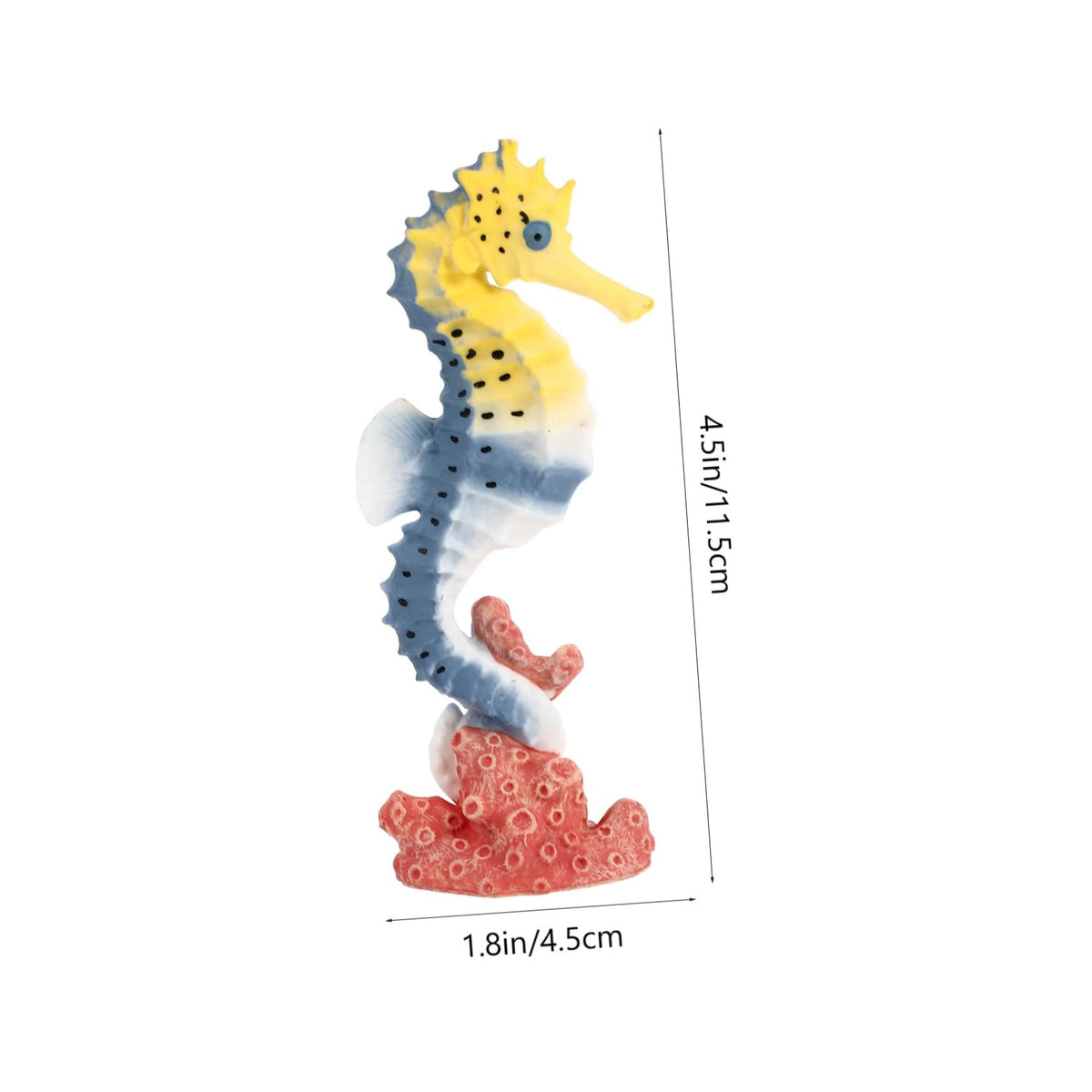 Plastic seahorse toy model for kids, realistic sea animal ornament, ideal for pretend play and home decoration.