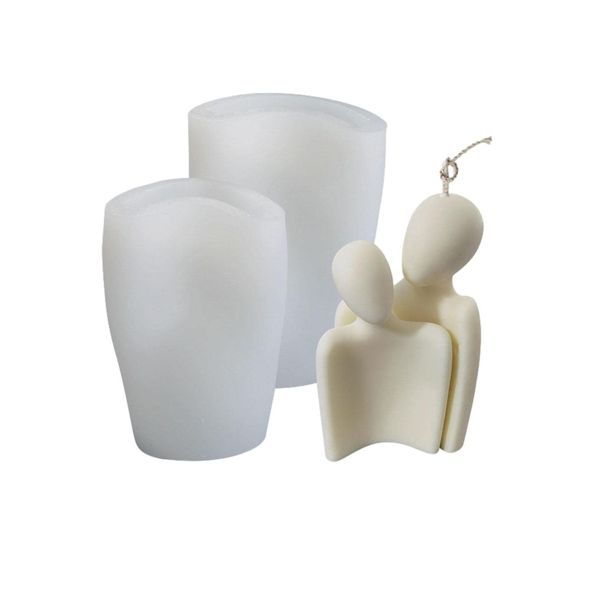 Silicone mold of a human body shape for candles, featuring detailed naked woman and man figures, ideal for body art projects.