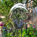 Large metal angel wind spinner for yard and garden, outdoor 3D hanging wind spinner with colorful angel figurine.