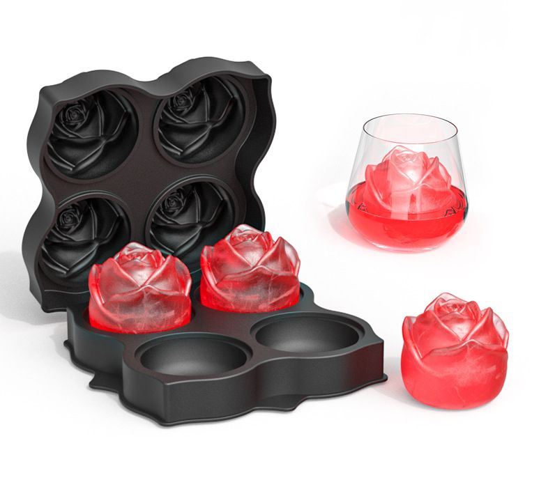 Silicone 3D rose ice cube tray from Everything Baby, ideal for chilling cocktails, whiskey, and making chocolates or jellies