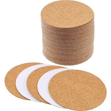 Round self-adhesive cork coasters with cork backing, ideal for DIY crafts and coaster projects, from Everything Baby.