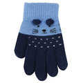 Two pairs of kids' cute cat-themed knitted winter gloves for boys and girls, toddler warm finger mittens for cold weather.
