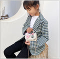 Cute girls' princess purse with crown design, pearl handle, bunny motif, and cartoon style crossbody bag for kids.