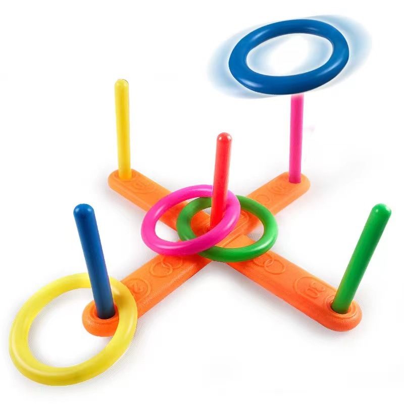 Toyrific plastic ring toss game for kids, colorful outdoor and indoor ring toss set for toddlers and children.