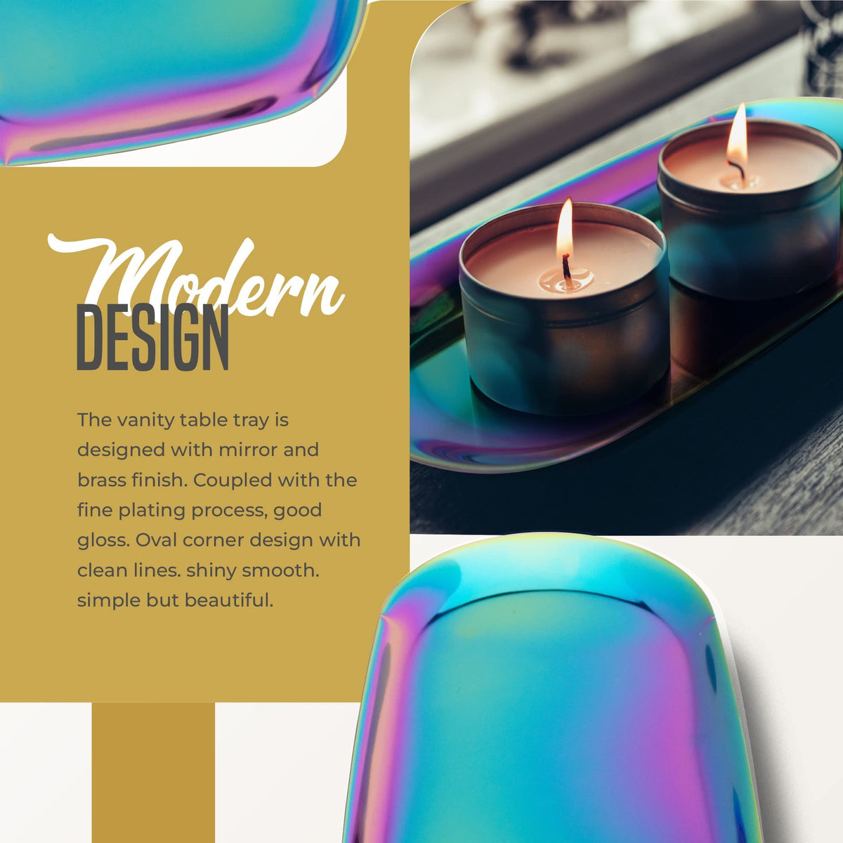 Rainbow towel tray and jewelry organizer with dish and candle holder, ideal for nursery or baby feeding accessories.