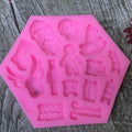 Christmas Santa and elk gift sock silicone molds for cake, fondant, biscuits, cookies, and dessert decoration.