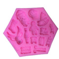 Two Christmas Santa and elk-themed silicone molds for cake, fondant, cookies, and dessert decoration, ideal for holiday baking.
