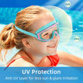 Clear toddler swim goggles for kids ages 3-15 by Everything Baby, anti-fog, no leak design, suitable for pool and beach swimming.