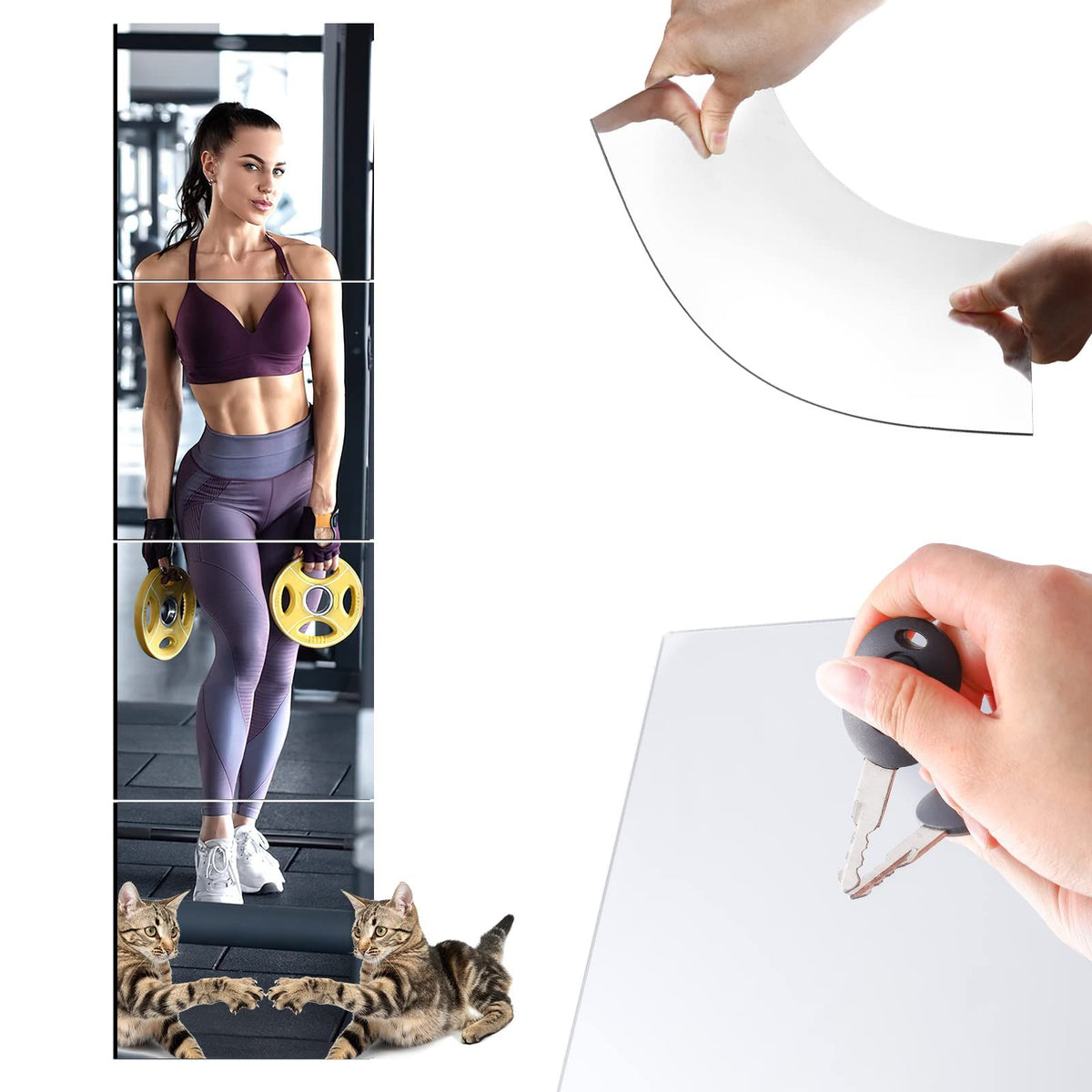 Unbreakable full body mirror tiles for baby and kids, ideal for bedrooms and living rooms, showcasing safety and clear reflection.