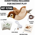 Rechargeable flapping bird cat toy with chirping sounds, touch activation, and catnip for indoor cats and kittens.