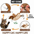 Flying Bird Cat Toy by Everything Baby, rechargeable flapping sparrow with chirping sounds and touch activation for indoor cats and kittens.