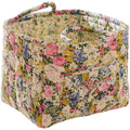 Foldable floral cotton storage basket with handles, portable toy and laundry organizer for kids' room, by Everything Baby.