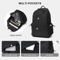 Black unisex lightweight water-resistant backpack for kids by Everything Baby, showing the front view with adjustable straps.