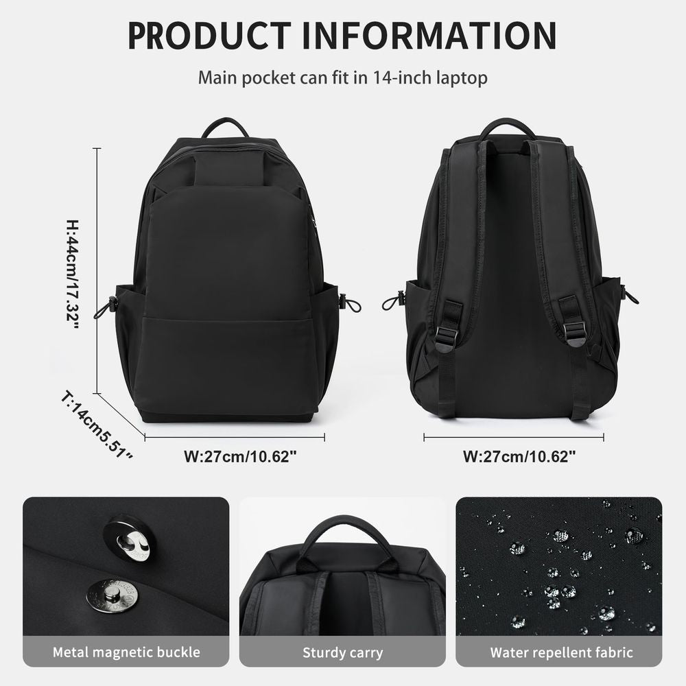 Black unisex lightweight water-resistant backpack for kids with adjustable straps, from Everything Baby, suitable for everyday use.