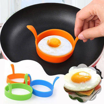 3-Pack Non-Stick Silicone Egg Rings for Breakfast - Round Pancake & Egg Molds, 10.5cm Diameter, Heat Resistant to 220°C, Easy Release & Clean, Yellow Blue Green