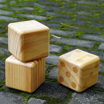 Large Wooden Yard Dice Game Set Outdoor Backyard Giant Wood Dice for Family Fun and Lawn Games