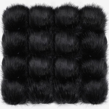 16PCS Faux Fur Pom Pom Balls with Elastic Loop Fluffy Faux Fox Fur Pom Pom for Hats Beanie Shoes Scarves Gloves Bags Accessories