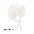 Lacy baby bonnet hat by Everything Baby, newborn sun protection beanie with eyelet lace for girl baptism and summer wear.