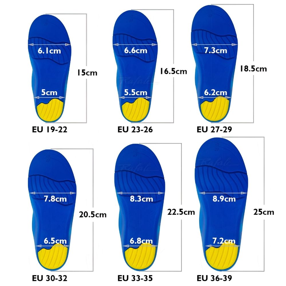 Kids orthotic insoles for flat feet, arch support, fits boys' sport shoes, 25cm, from Everything Baby.