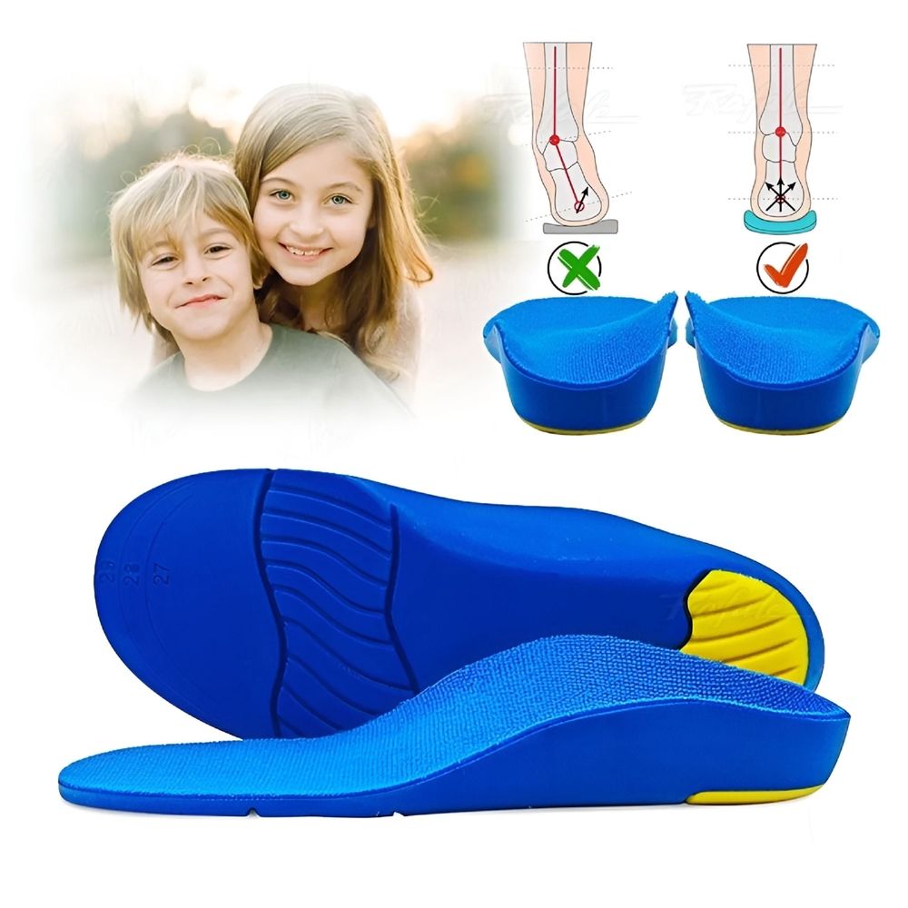 Kids orthotic insoles for flat feet, arch support, suitable for sport shoes, designed for boys' shoes size 36-39, 25cm.