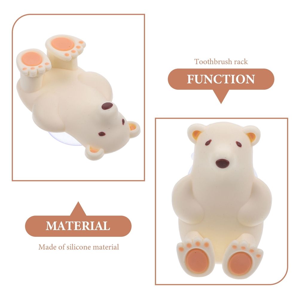 Beige silicone suction cup toothbrush holder for baby and kids bathroom use, from Everything Baby, with a secure suction cup design.