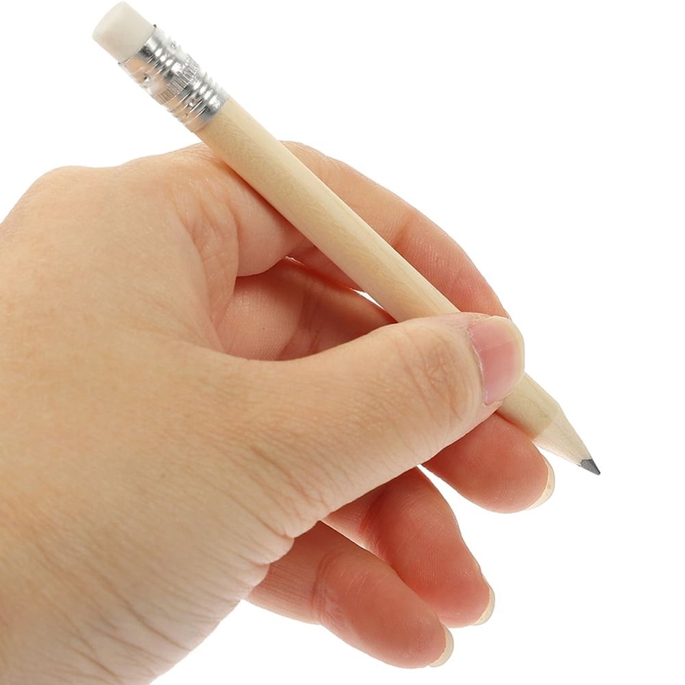 Set of 30 beige wooden golf pencils from Everything Baby, ideal for school and office use, displayed in a pencil case.