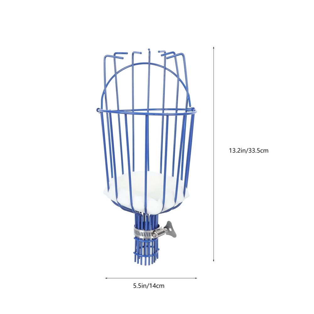 Blue lightweight fruit harvester tool for picking peaches, outdoor gardening equipment designed for easy fruit collection.