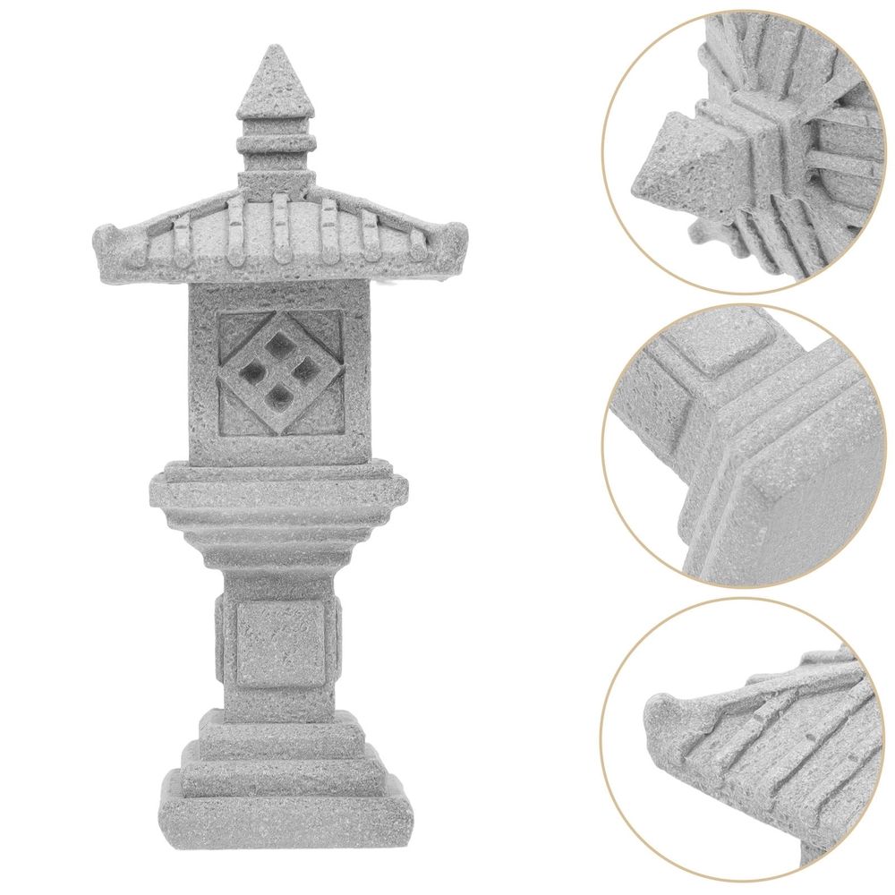 Grey Stone Pavilion statue with realistic craftsmanship, outdoor garden decor, suitable for entryways and garden decoration.