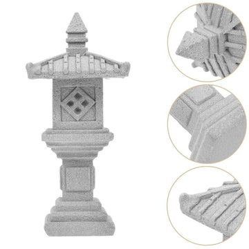Grey Stone Pavilion statue with realistic craftsmanship, outdoor garden decor, suitable for entryways and garden decoration.