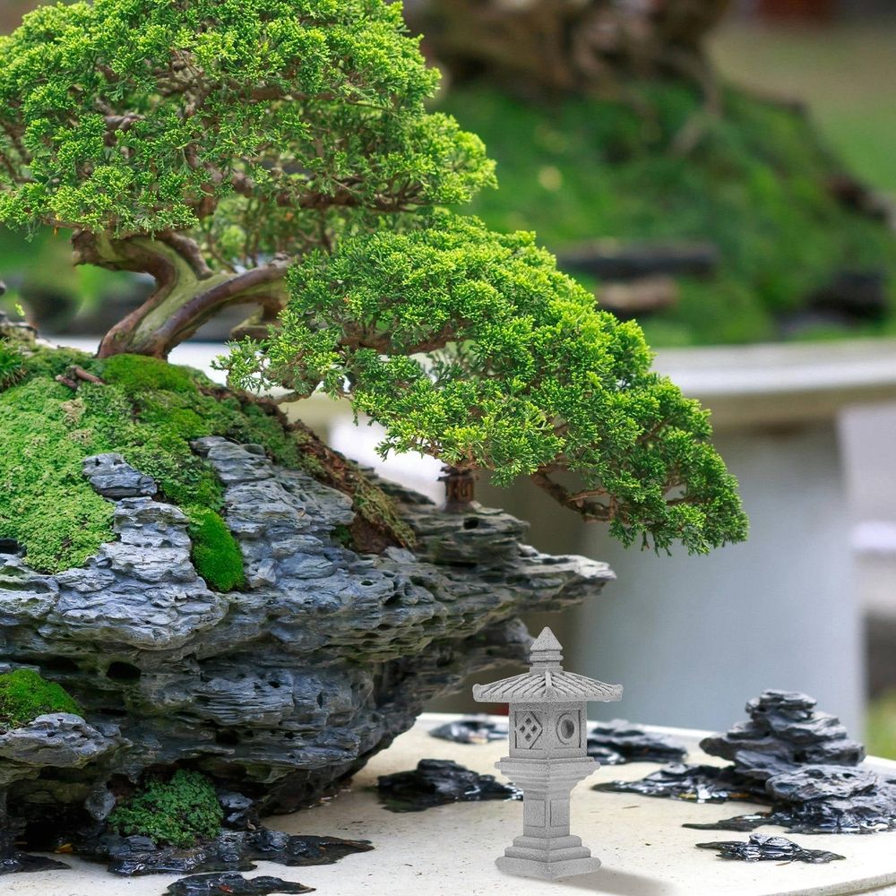 Grey Stone Pavilion Statue with realistic craftsmanship, suitable for garden or entryway decor, by Everything Baby.