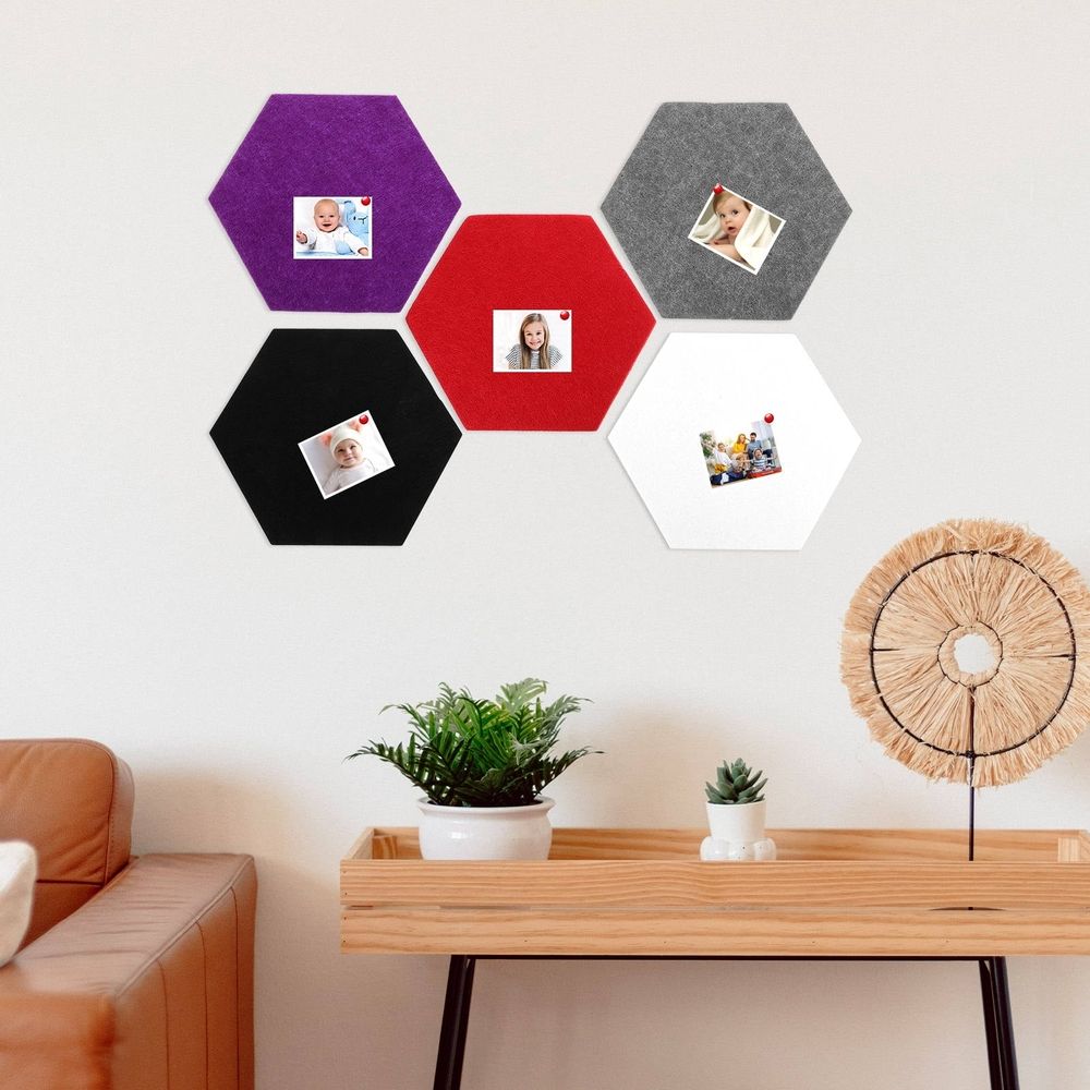 Set of 10 anti-wear felt hexagon tiles for bulletin boards, ideal for home decoration and kids' building toy projects.