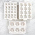 Silicone mini muffin pan for baking mini cupcakes, egg bites, and choco bombs, ideal for baby and kids feeding preparations.