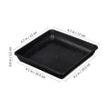 Black plastic square flower pot trays by Everything Baby, ideal for indoor and outdoor planters and pretend play setups.