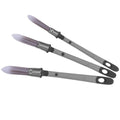 Three grey trim paint brushes with precision tips, ideal for chalk painting, detail work, and craft projects.
